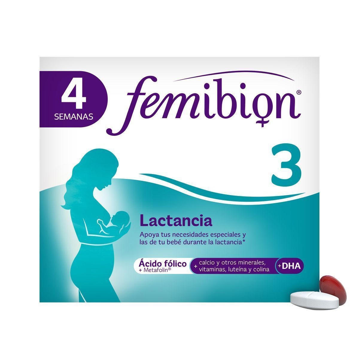 Imagen de Femibion 3 multivitaminas mujer lactancia con ácido fólico 28caps + 
28comp
